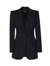 Dolce & Gabbana Pinstriped Single Button Blazer In Black Striped
