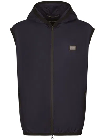 Dolce & Gabbana Sporty Vest With Zipper In Blu Scurissimo 1