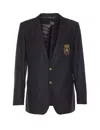 Dolce & Gabbana Dolce&gabbana Men Wool And Silk Monobreasted Jacket With Patch In Blue