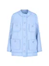 Dolce & Gabbana Light Blue Single-breasted Jacket With Logo Detail On Buttons In Cotton Blend Woman In Blue