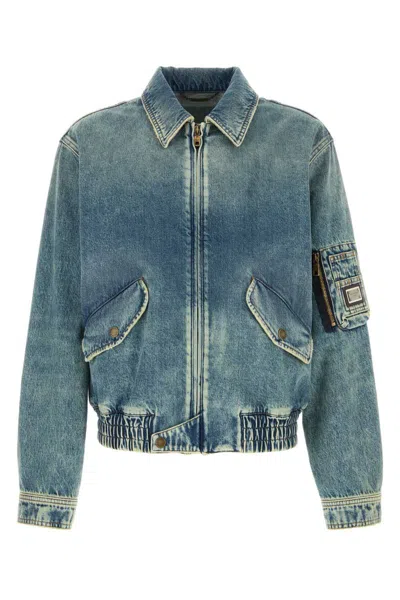 Dolce & Gabbana Cotton Denim Bomber Jacket With Tag In Blue