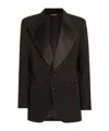 Dolce & Gabbana Satin Lapel Blazer Structured Shoulders Straight Hem In Black