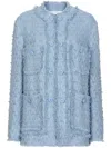 Dolce & Gabbana Light Blue Single-breasted Jacket With Logo Detail On Buttons In Cotton Blend Woman In Glicine Viola Chiaro