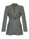 Dolce & Gabbana Tweed Jacket With Flap Pockets And Peak Lapels In Gray