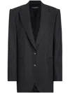 Dolce & Gabbana Oversize Woolen Jacket In Melange Grigio