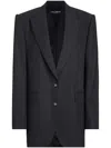 Dolce & Gabbana Oversize Woolen Jacket In Melange Grigio