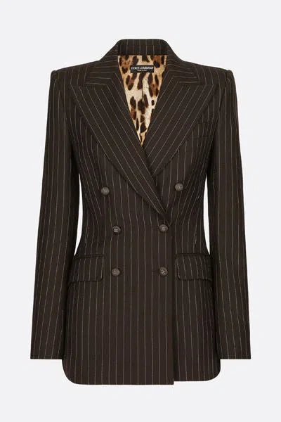 Dolce & Gabbana Pinstripe Wool Jacket In Multicolor