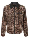 Dolce & Gabbana Leopard Print Jacket With Black Leather Collar In Multicolor