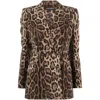 Dolce & Gabbana Leopard-print Double-breasted Blazer In Neutrals/brown