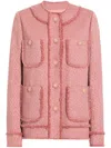Dolce & Gabbana Rachel Tweed Single-breasted Collarless Jacket In Pink