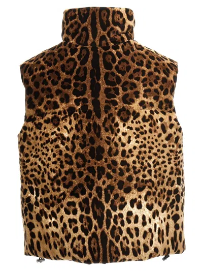 Dolce & Gabbana Printed Velvet Sleeveless Padded Jacket