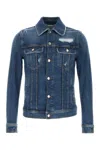 Dolce & Gabbana Blue Jacket With Classic Collar And Rips In Denim Stretch Man In Variantabbinate
