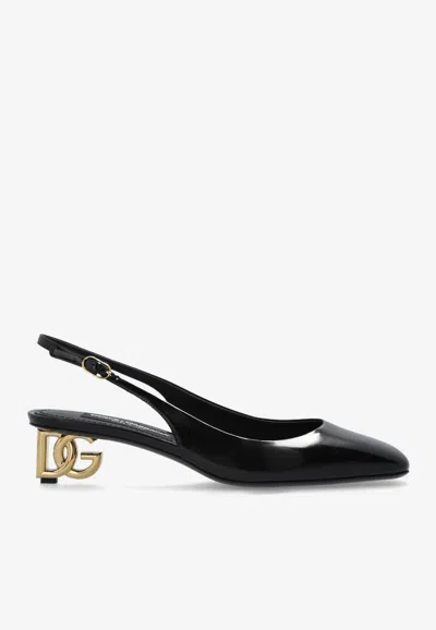 Dolce & Gabbana Jackie 40 Leather Slingback Pumps In Black