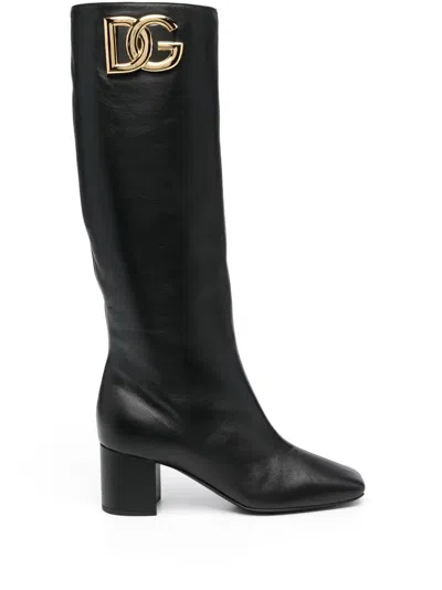 Dolce & Gabbana Leather Boots In Black