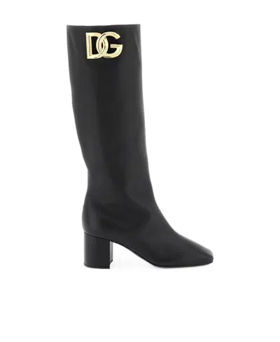 Dolce & Gabbana Leather Boots In Black