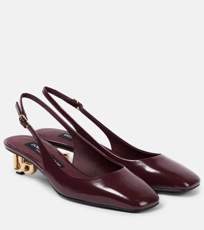 Dolce & Gabbana Jackie Dg 40 Leather Slingback Pumps In Burgundy