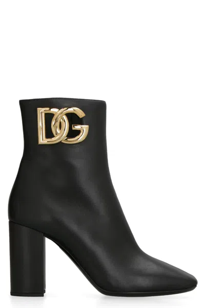 Dolce & Gabbana Jackie Nappa Ankle Boots In Black