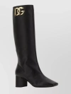 Dolce & Gabbana Jackie Nappa Leather Boots With Square Toe And Chunky Heel In Black