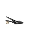 Dolce & Gabbana Leather Slingback Pumps With Logo In Black