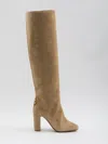 Dolce & Gabbana Suede Knee-high Boots Chunky Heel In Brown