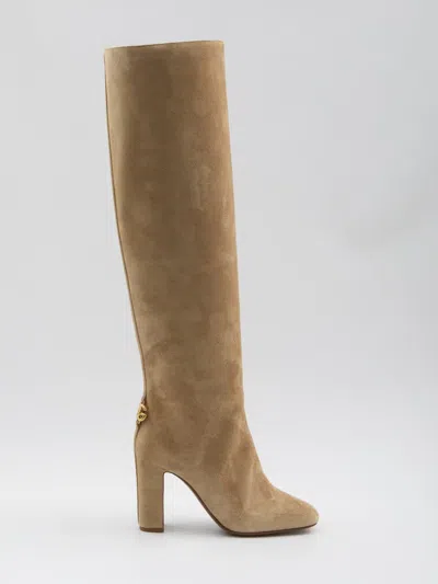 Dolce & Gabbana Jackie Suede Boots In Brown