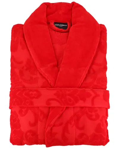 Dolce & Gabbana Jacquard Bathrobe In Red