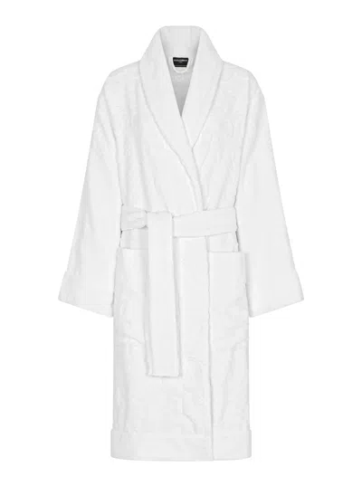Dolce & Gabbana Jacquard Bathrobe In White