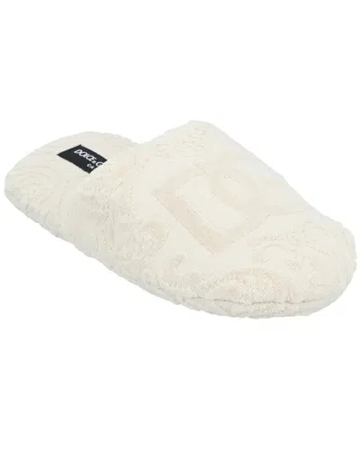 Dolce & Gabbana Jacquard Cotton Terry Slippers In Neutral