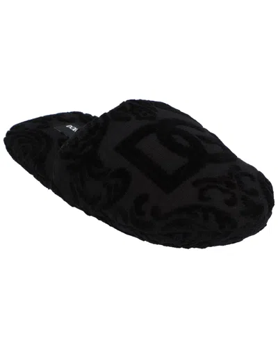 Dolce & Gabbana Jacquard Cotton Terry Slippers In Animal Print