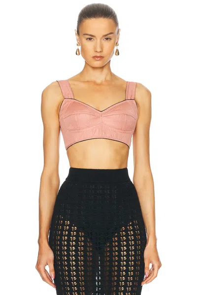 Dolce & Gabbana Jacquard Cropped Top In Dark Powder Pink