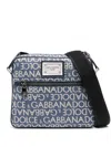 Dolce & Gabbana Logo-jacquard Messenger Bag In Blue