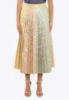Dolce & Gabbana Jacquard Damask Pleated Skirt In Multicolor