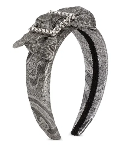 Dolce & Gabbana Kids' Jacquard Embellished Headband In Gray