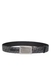 Dolce & Gabbana Men's Allover Logo Plaque Belt In Black / Black