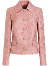 Dolce & Gabbana Single-breasted Floral Quilted Jacquard Gabbana Jacket In Pink