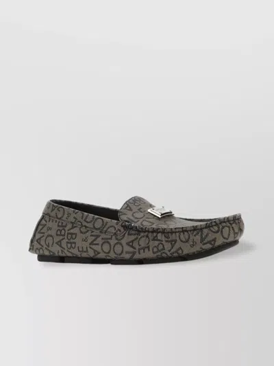 Dolce & Gabbana Plaque-detail Logo-jacquard Loafers In Grey