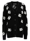 Dolce & Gabbana Jacquard Logo Cardigan Sweaters And Cardigans White/black In Black