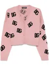 Dolce & Gabbana Wool Monogram Cropped Cardigan In Pink