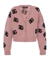 Dolce & Gabbana Wool Monogram Cropped Cardigan In Pink