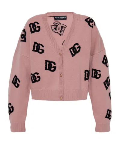 DOLCE & GABBANA DOLCE  GABBANA DG LOGO MONOGRAM KNIT CARDIGAN