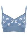Dolce & Gabbana Jacquard Logo Cropped Top Tops Light Blue In Light Blue