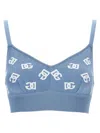 Dolce & Gabbana Jacquard Logo Cropped Top Tops Light Blue