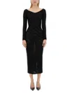 Dolce & Gabbana Charmeuse Calf-length Sheath Dress With Polka-dot Print