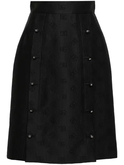 Dolce & Gabbana Jacquard-logo Skirt In Black