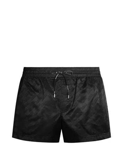 Dolce & Gabbana Jacquard Logo Swim Boxers In Black