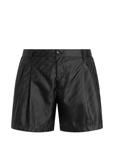 Dolce & Gabbana Jacquard Logo Swim Boxers In Black