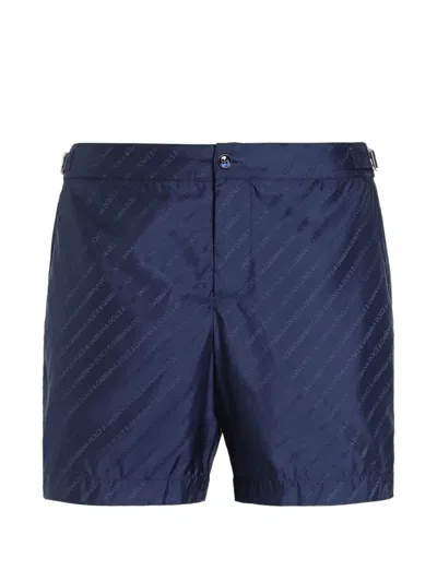 Dolce & Gabbana Jacquard Logo Swim Boxers In Blue