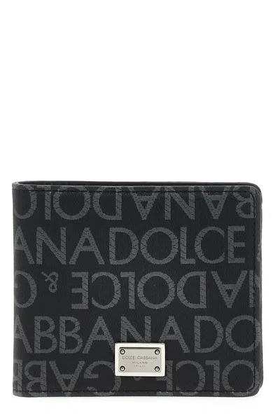 Dolce & Gabbana All-over Logo Wallet In Gray