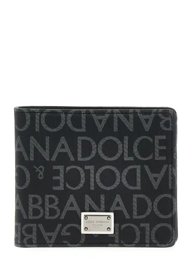 Dolce & Gabbana Jacquard Logo Wallet In Black