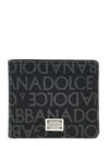 Dolce & Gabbana Coated Canvas Wallet With With All-over Logo In Black